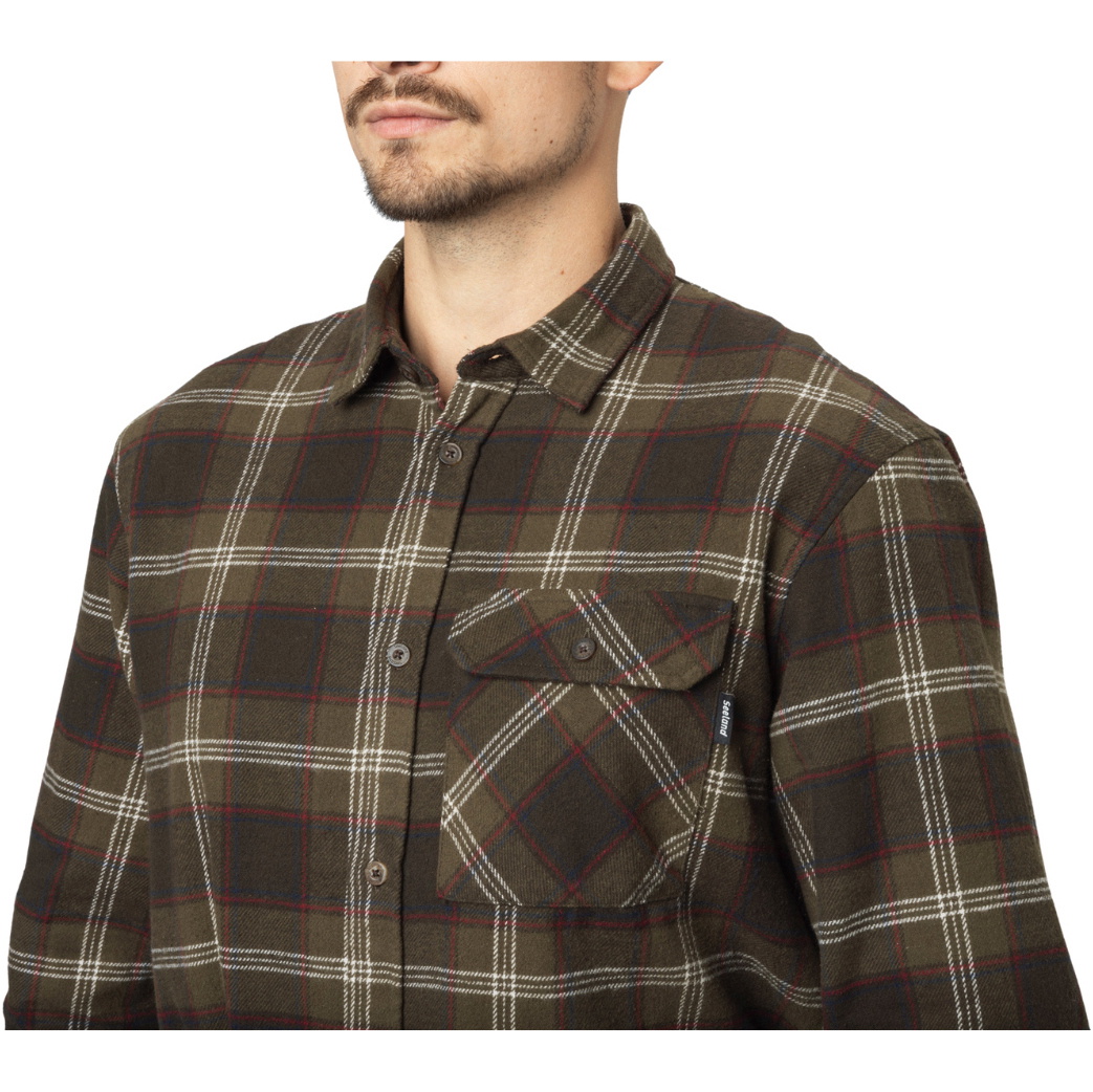 2025 Seeland Mens Glen Flannel Shirt 4030280110 - Pine Green / Dark Navy Check